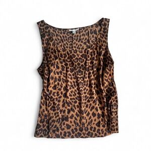 St. John Silk Leopard Print Tank Top XL Sleeveless Blouse Animal Print Designer